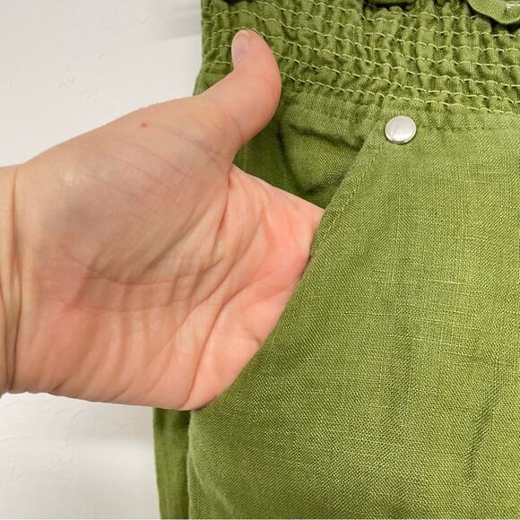 Guess Green Linen Drawstring Casual Pants Womens S Straight Leg Pull On Stretch - Picture 3 of 12